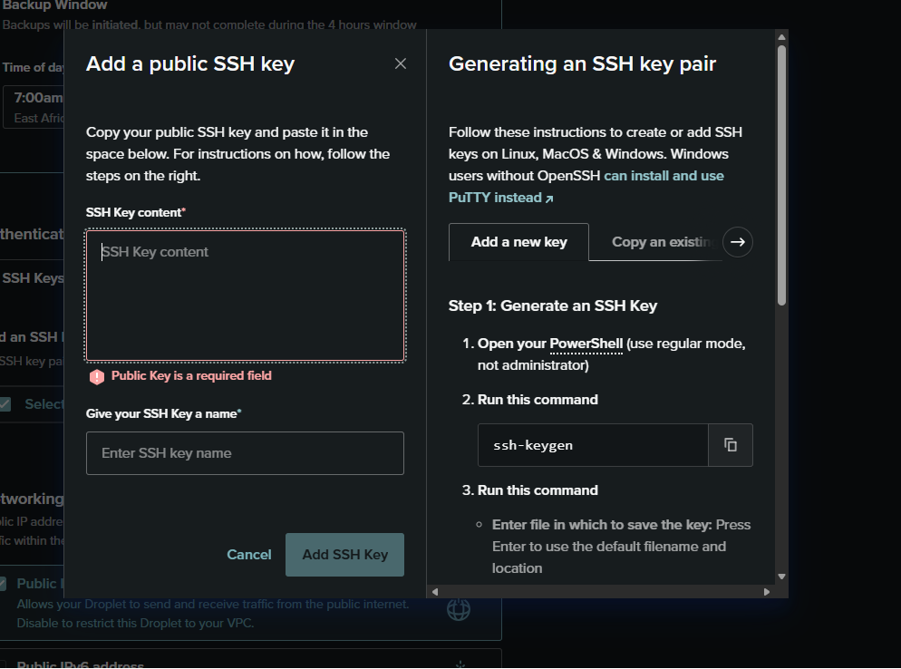 check the note on the right of how to generate the key