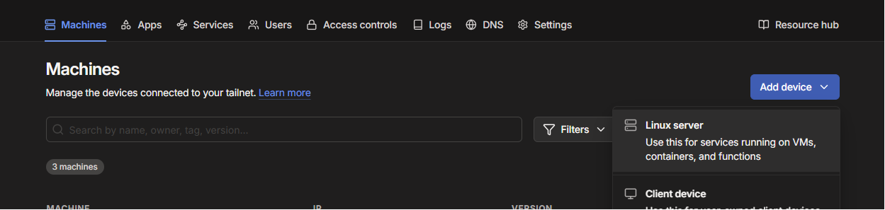 https://login.tailscale.com/admin/machines