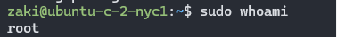 it shoudl return root when you run sudo whoami